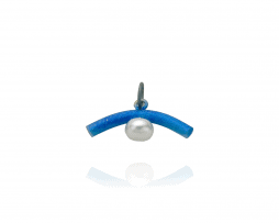 Colgante de barra curva corta de titanio azul con perla - Colección Nautilus de Decimononic