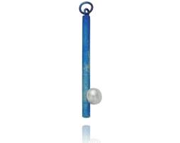 Colgante largo de titanio azul con perla - Colección Nautilus by Decimononic