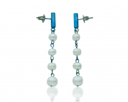 Pendientes de titanio azul 'lluvia de perlas' - Colección Nautilus de Decimononic