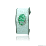 Pulsera de titanio con capuchón galuchat y variscita engastado en bisel de plata esterlina - Colección Variscia de Decimononic